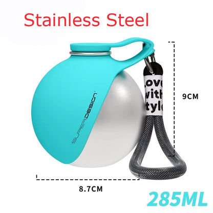 Small Dog Water Bottle 285ML Stainless Steel/PETG Convenient Dog Drink Dispenser Puppy Travel Portable Water Bowl