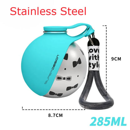 Small Dog Water Bottle 285ML Stainless Steel/PETG Convenient Dog Drink Dispenser Puppy Travel Portable Water Bowl