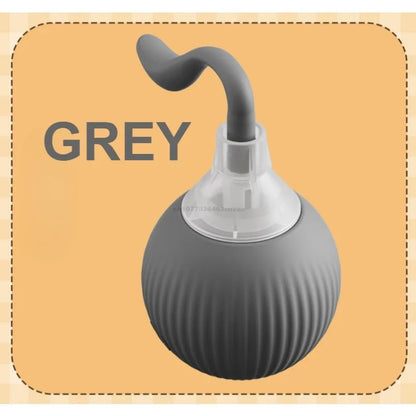 Gray ball with a hose on a beige background