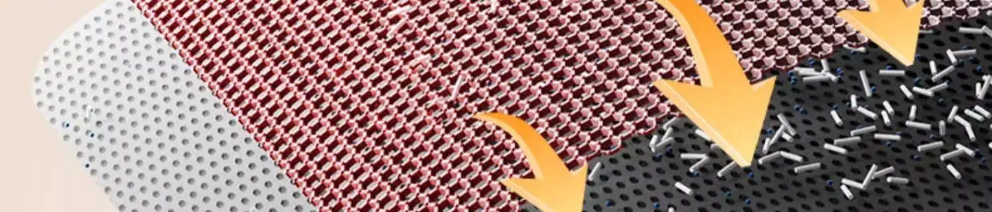 Close-up of textured fabric with arrows indicating airflow