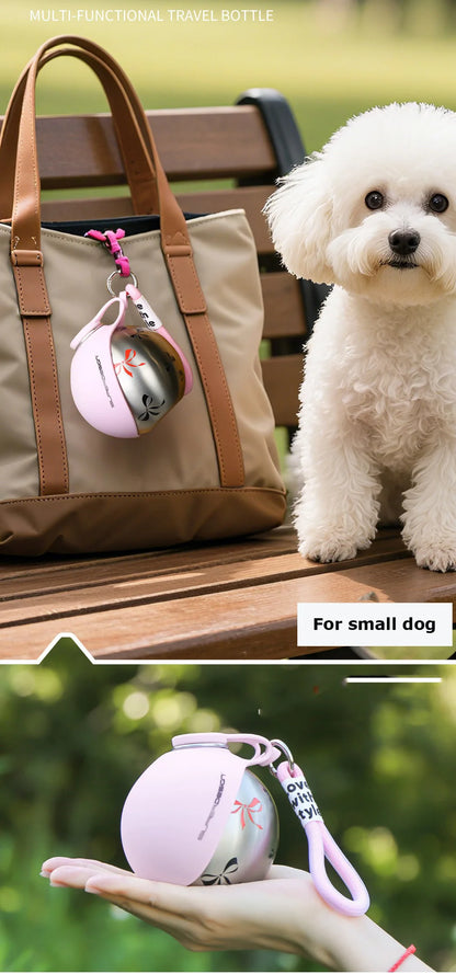 Small Dog Water Bottle 285ML Stainless Steel/PETG Convenient Dog Drink Dispenser Puppy Travel Portable Water Bowl