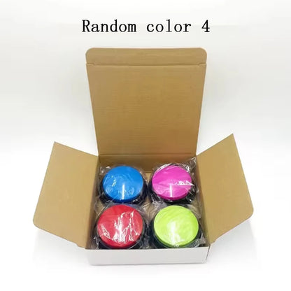 Open cardboard box with colorful spherical objects inside on a white background
