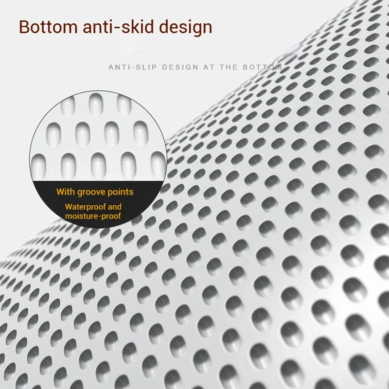 Text and close-up of a textured surface with anti-skid design on a gray background