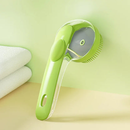 Green fabric shaver on a light green background
