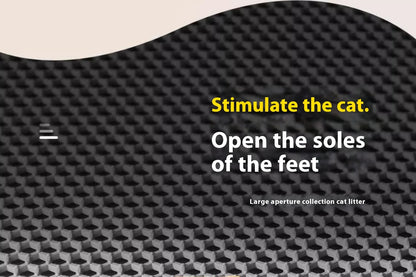 Text on a textured black surface with a beige background