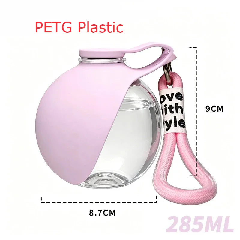 Small Dog Water Bottle 285ML Stainless Steel/PETG Convenient Dog Drink Dispenser Puppy Travel Portable Water Bowl
