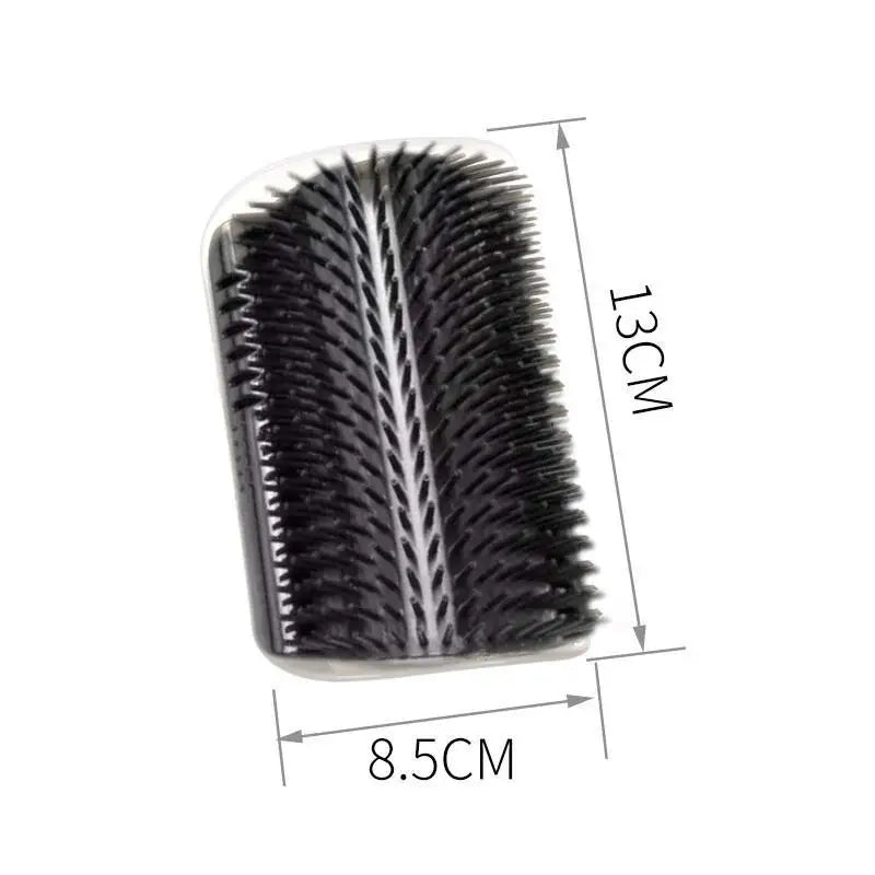Black hairbrush with measurements on a white background