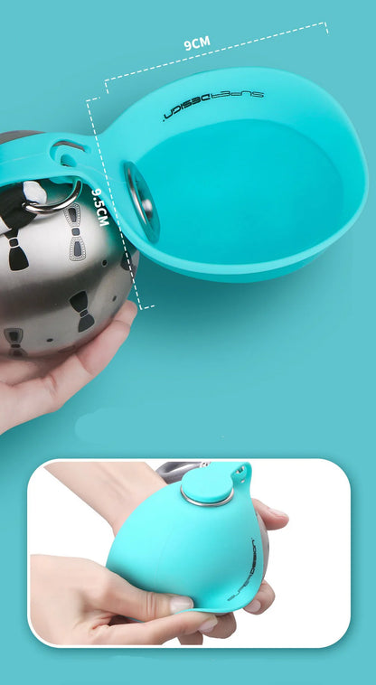 Small Dog Water Bottle 285ML Stainless Steel/PETG Convenient Dog Drink Dispenser Puppy Travel Portable Water Bowl