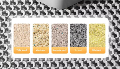 Color swatch with different sand textures and labels on a geometric patterned background