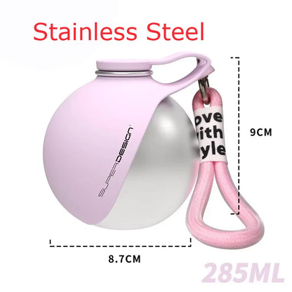 Small Dog Water Bottle 285ML Stainless Steel/PETG Convenient Dog Drink Dispenser Puppy Travel Portable Water Bowl