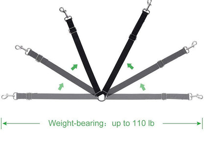 Diagram of a weight-bearing strap system with labeled weight capacity on a white background.