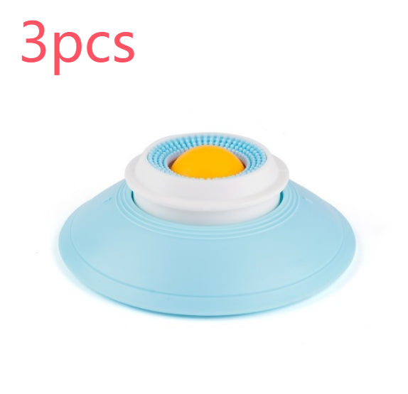 Blue and white pet toy with a yellow center on a white background, labeled '3pcs'.